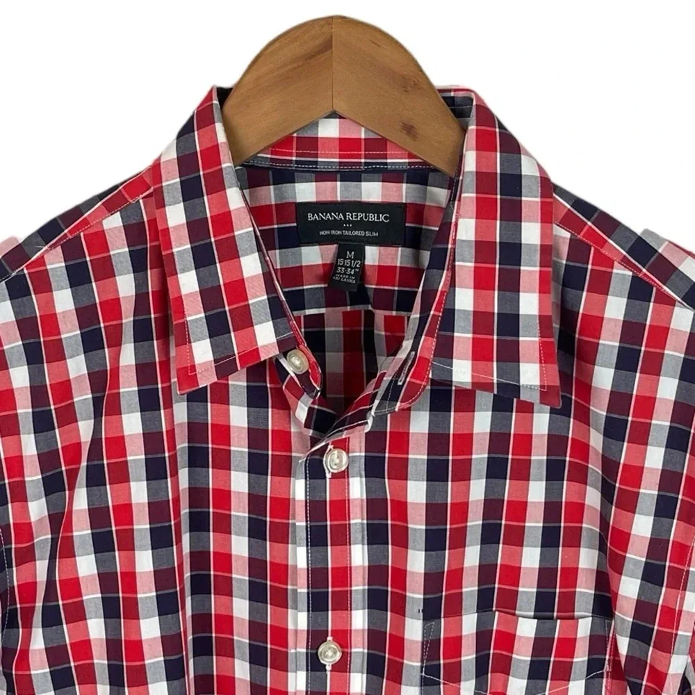 BF571 Men’s Banana Republic Non Iron Tailored SLIM Fit Button Down Shirt M